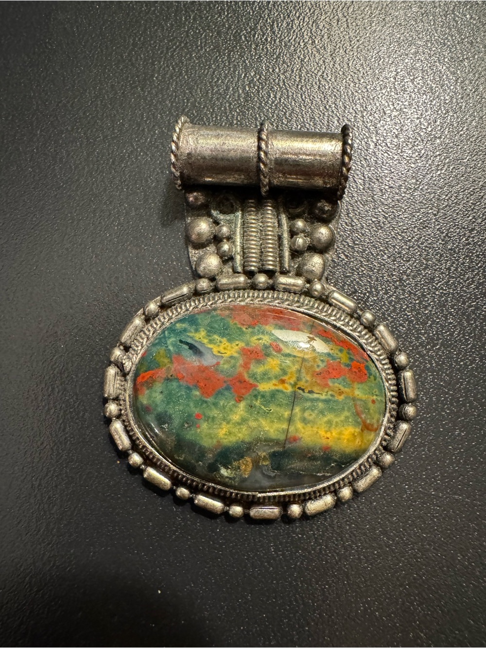 Large Artisan Multicolor Jasper Slider Pendant
